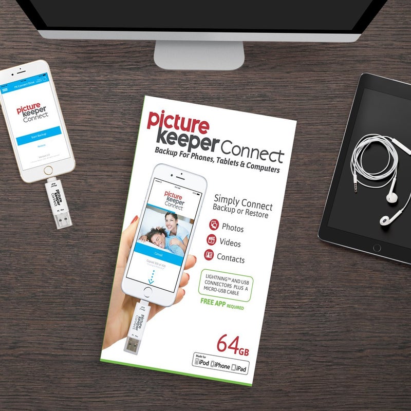 Picture Keeper Connect for iPhone, Android, USB-C, PC & Mac - 64GB USB Backup for Photos, Videos, Contacts, Flash Drive Memory Backup - 64GB, Silver - Image 2